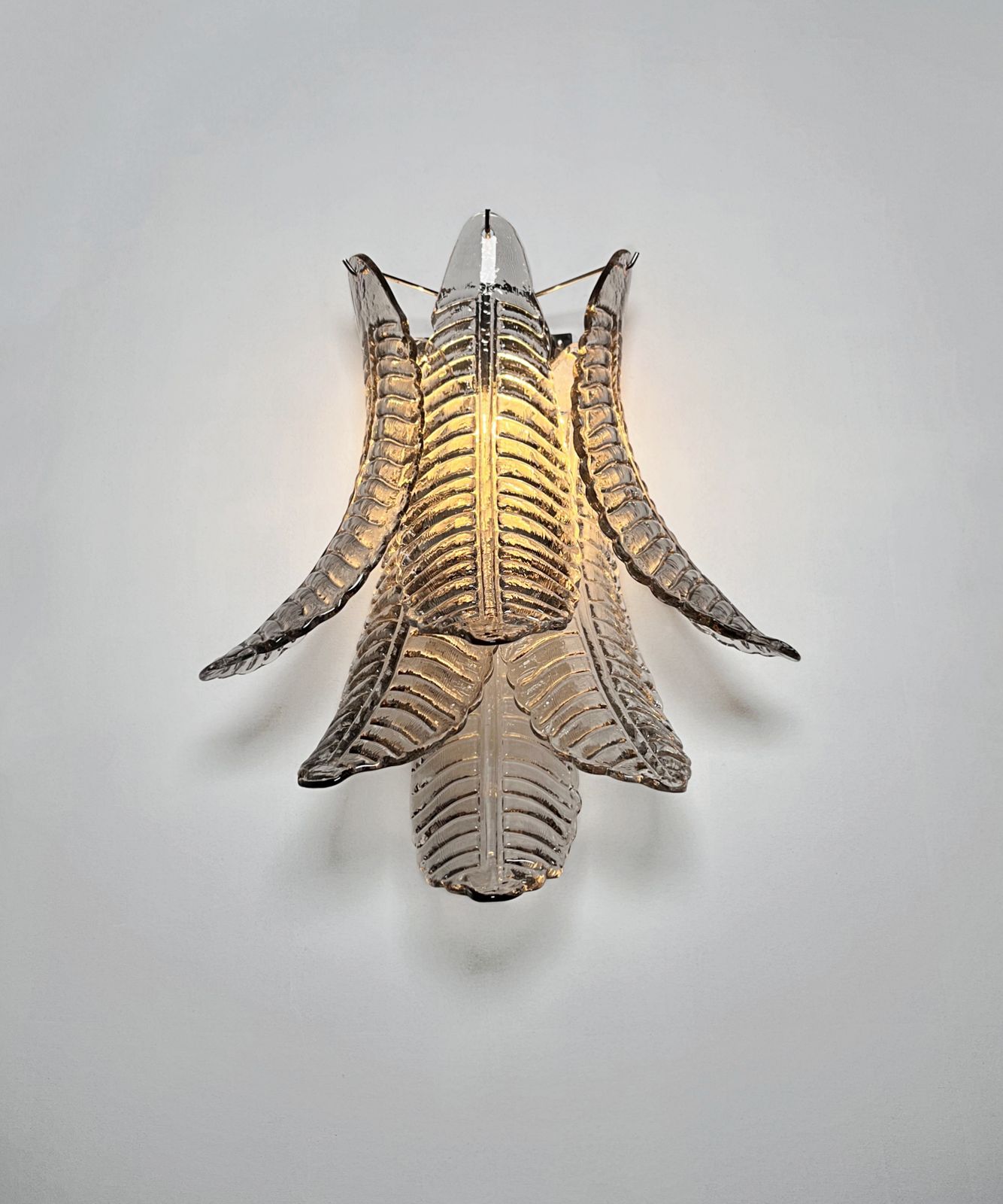 photo buy Pair Of Vintage Murano Smoked Felci Glass Wall Sconces