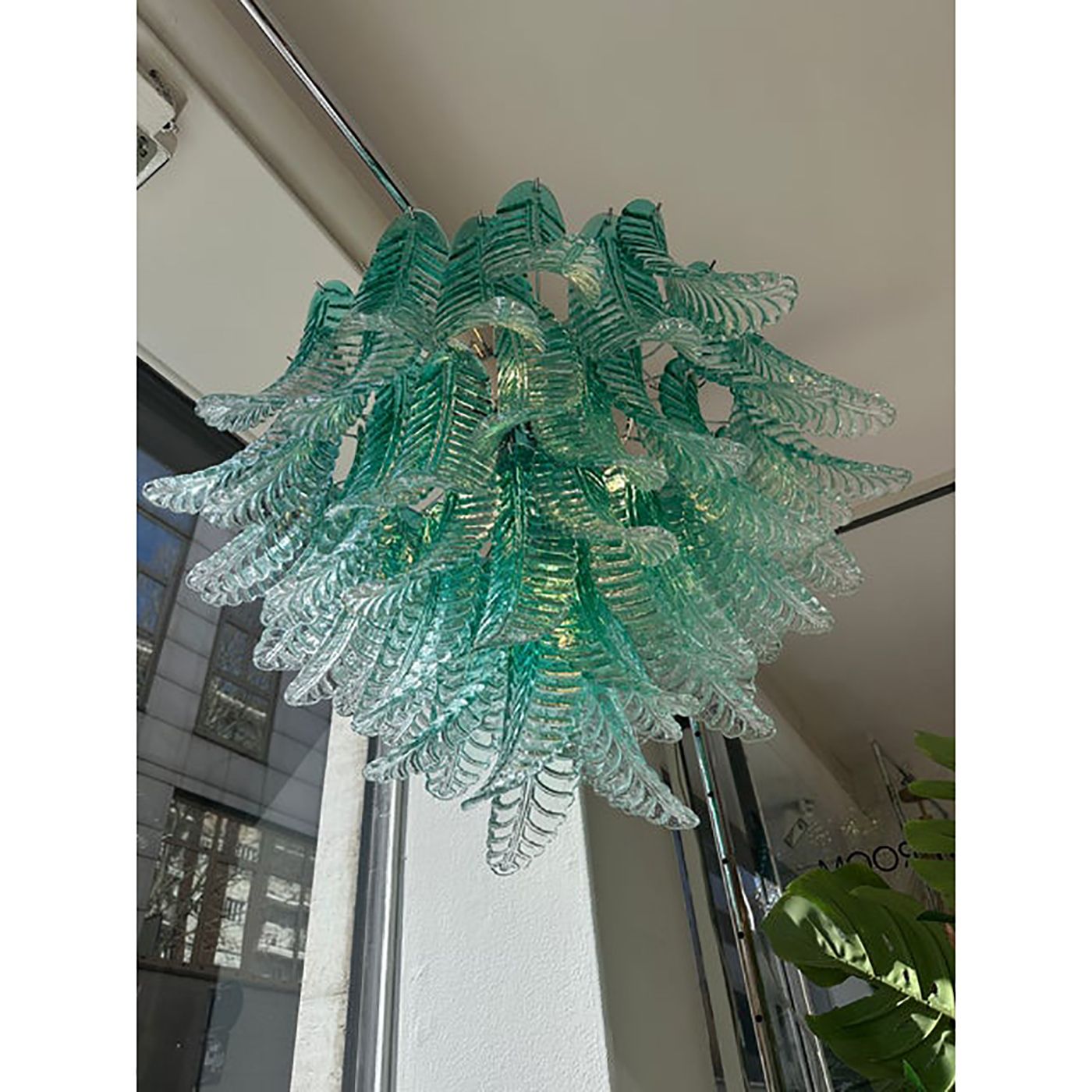 Contemporary Scenographic Green "Felci" Murano Glass Style Chandelier photo furniture