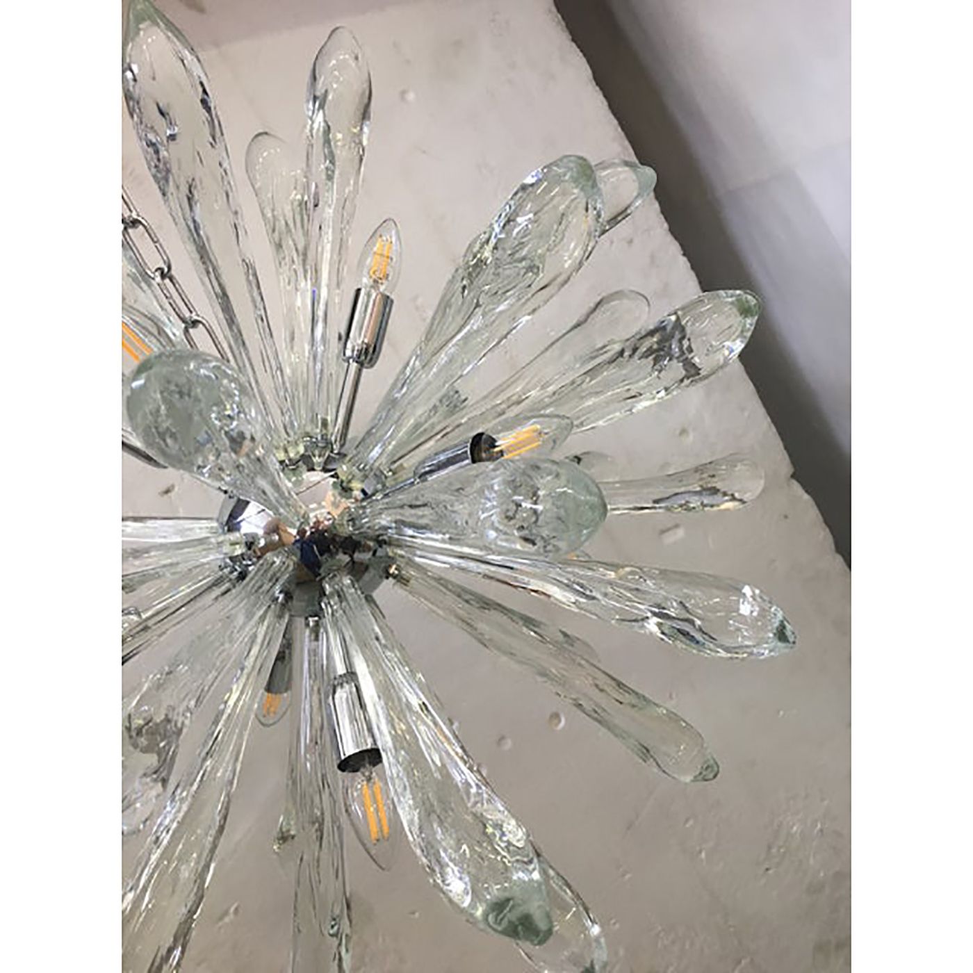Murano Glass Ice Clear Sputnik Italian Chandelier photo furniture