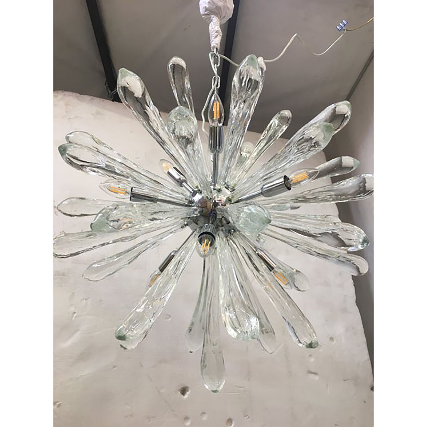 Murano Glass Ice Clear Sputnik Italian Chandelier photo Lighting