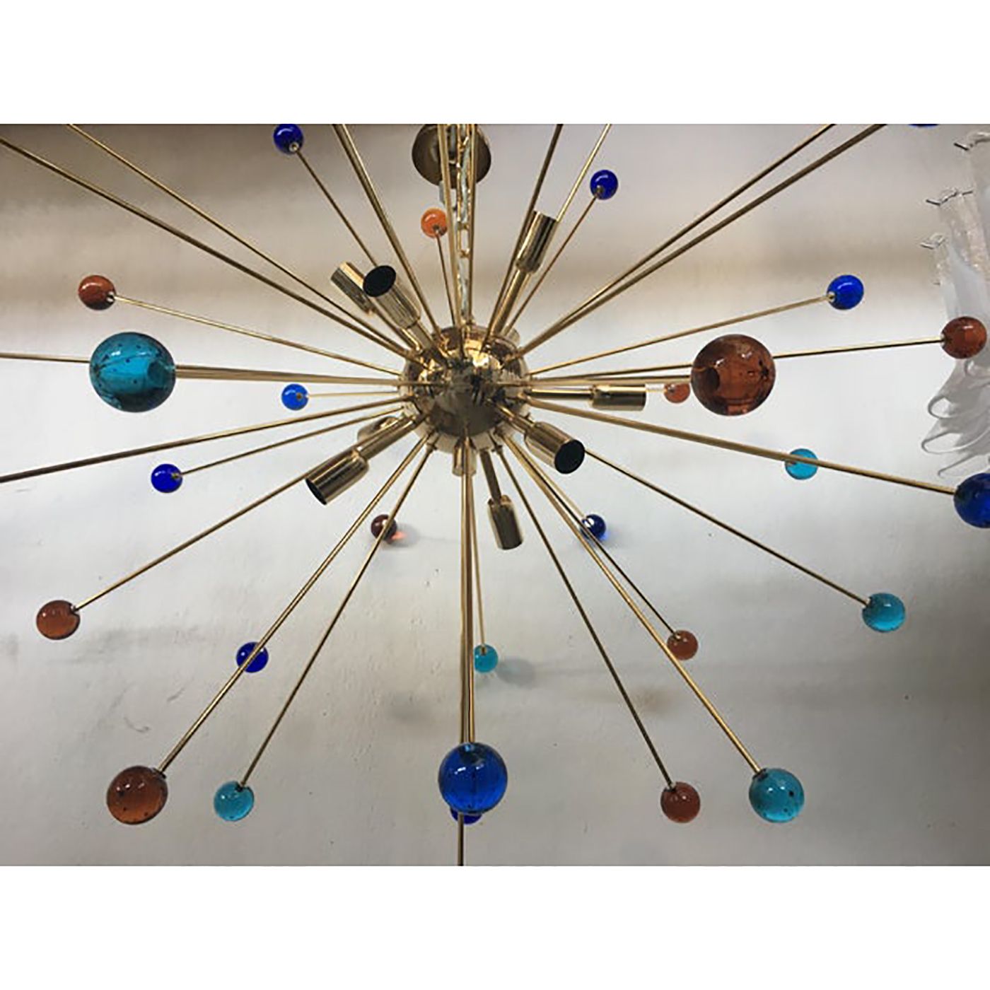 Italian Multicolored “Star” Murano Glass Sputnik Chandelier photo furniture