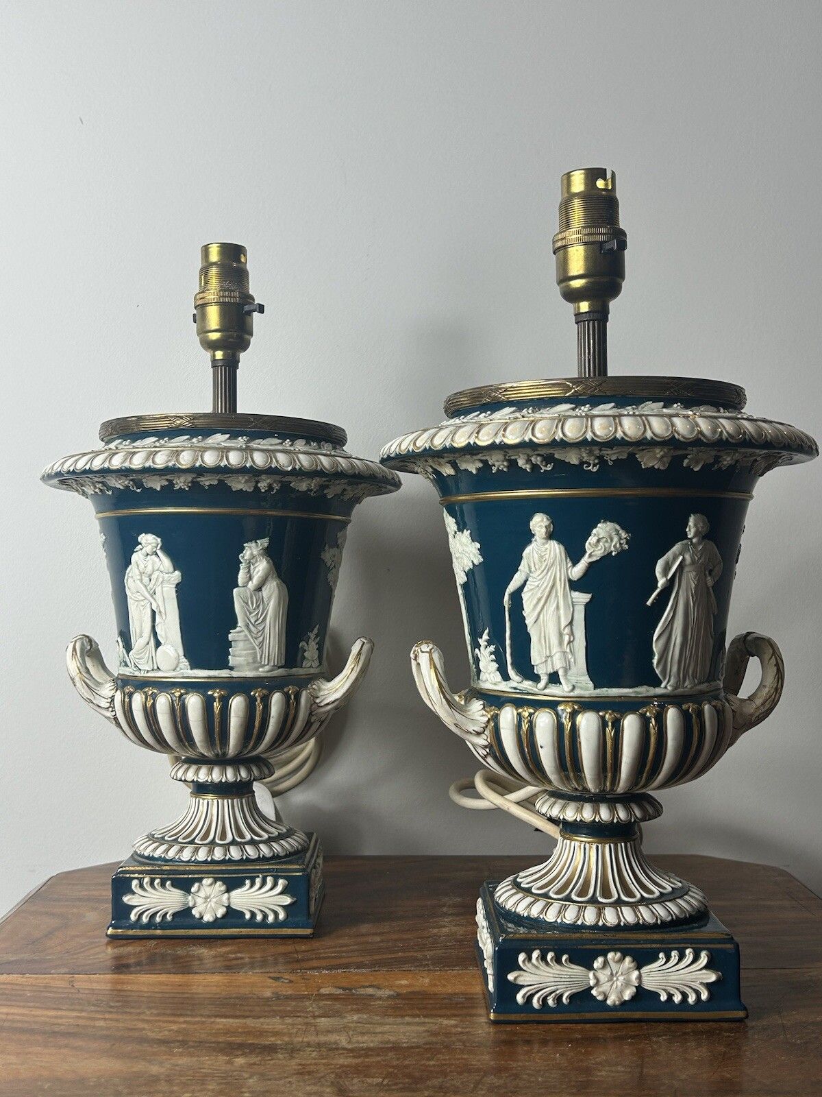 Wedgwood Large Borghese Vase Victoria Ware Queensware Lamp Pair photo furniture