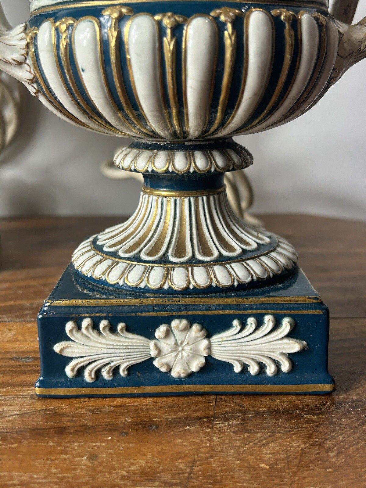 Wedgwood Large Borghese Vase Victoria Ware Queensware Lamp Pair photo vintage