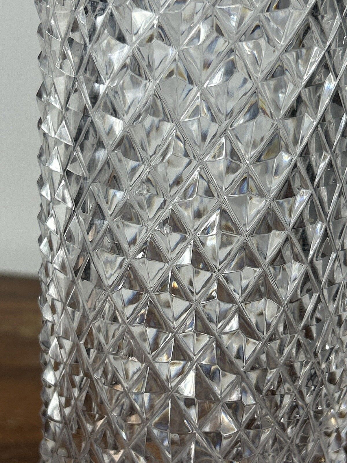Stunning Diamond Cut English Heavy Lead Cut Crystal Vase 19th Century photo 99.0