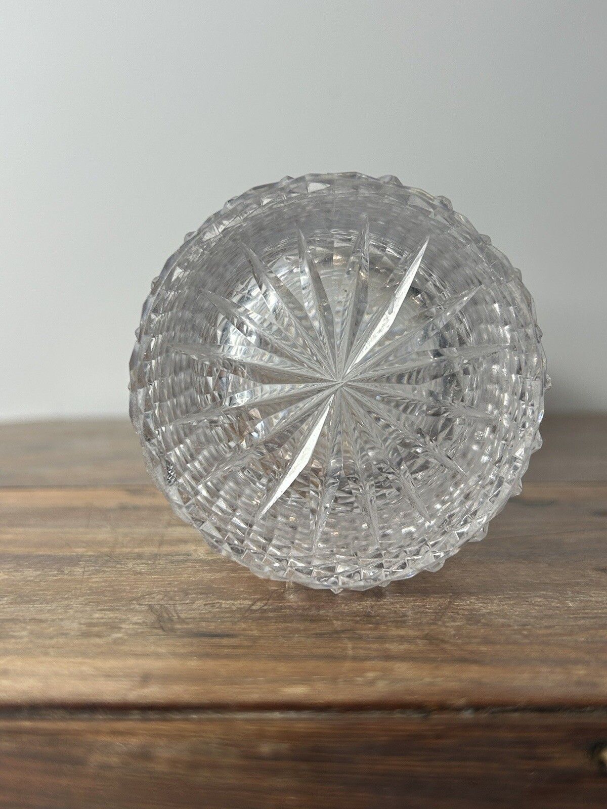Stunning Diamond Cut English Heavy Lead Cut Crystal Vase 19th Century photo buy