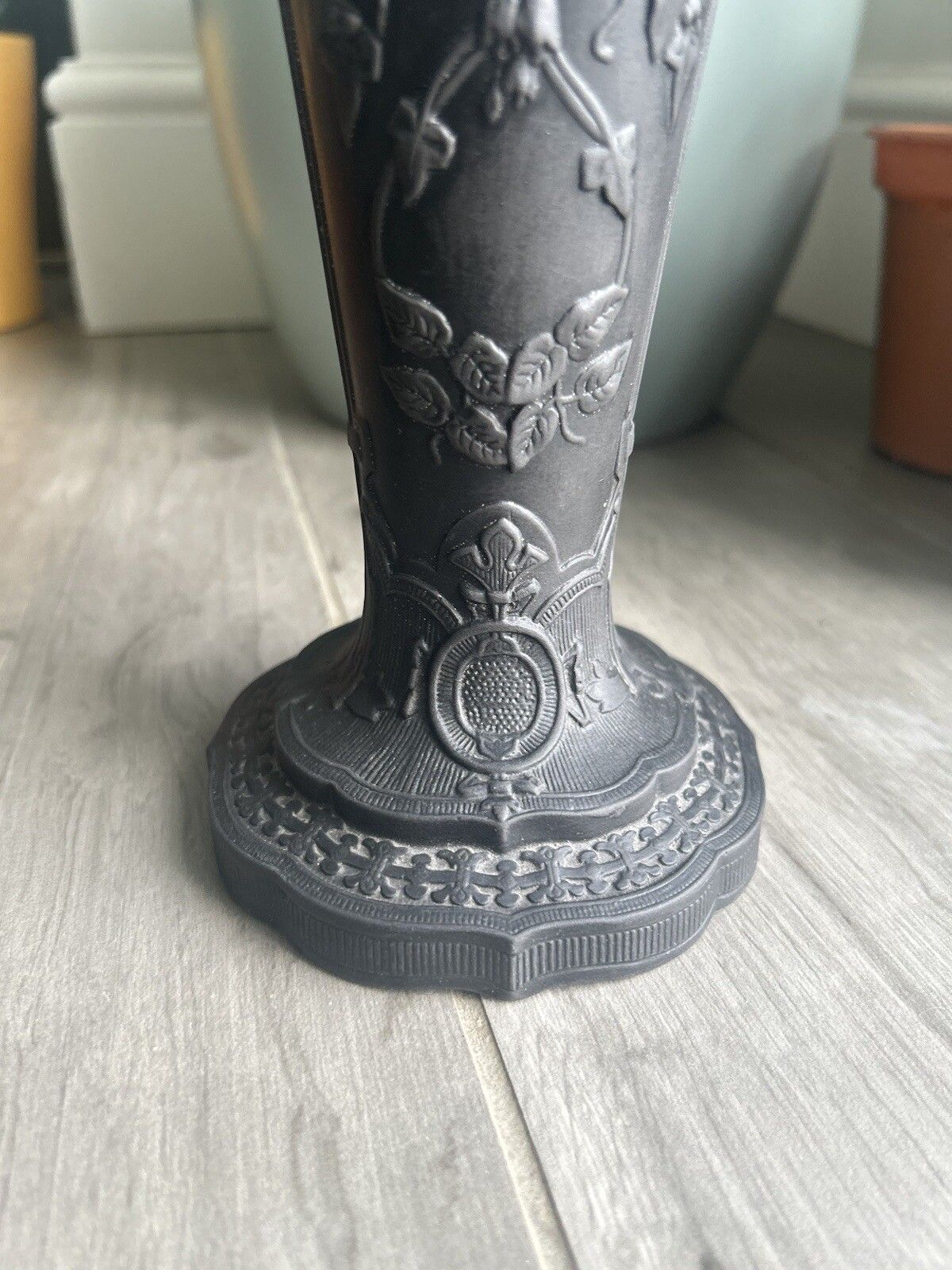 Wedgwood Basalt Vase Pair Black Jasperware Wedgwood Conical Grand Vases photo buy