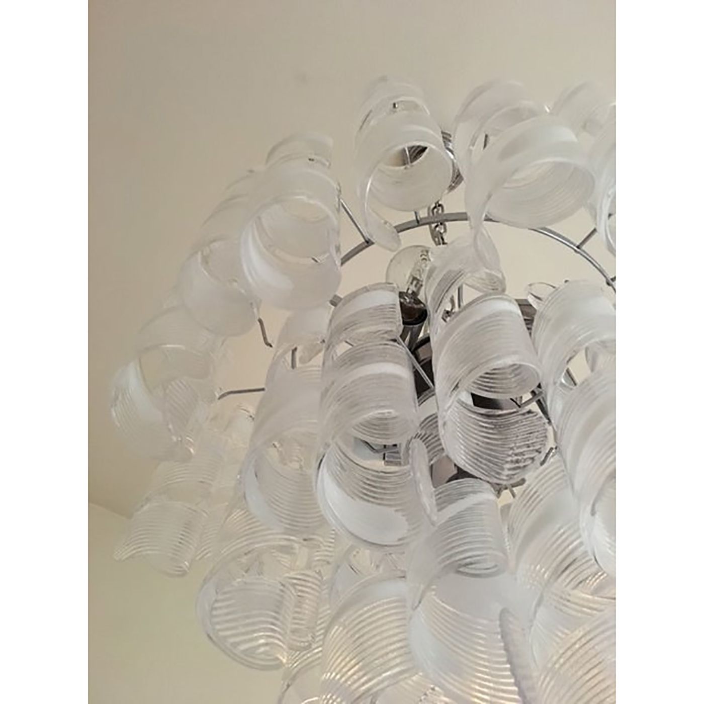 Murano Glass Sputnik Chandelier With Swirling Italian Glass Clear And White photo buy