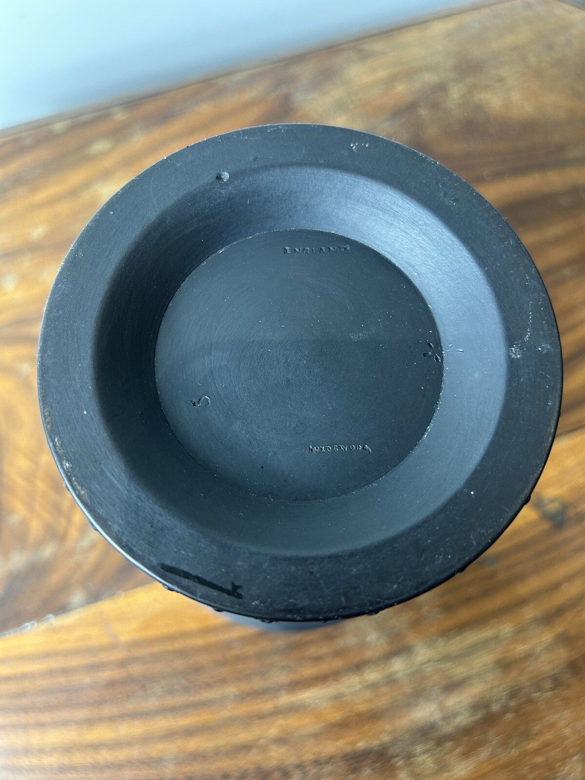 Large Wedgwood Black Basalt Conical Spigged Jasperware Monopodia Vase 17cm photo vinterior