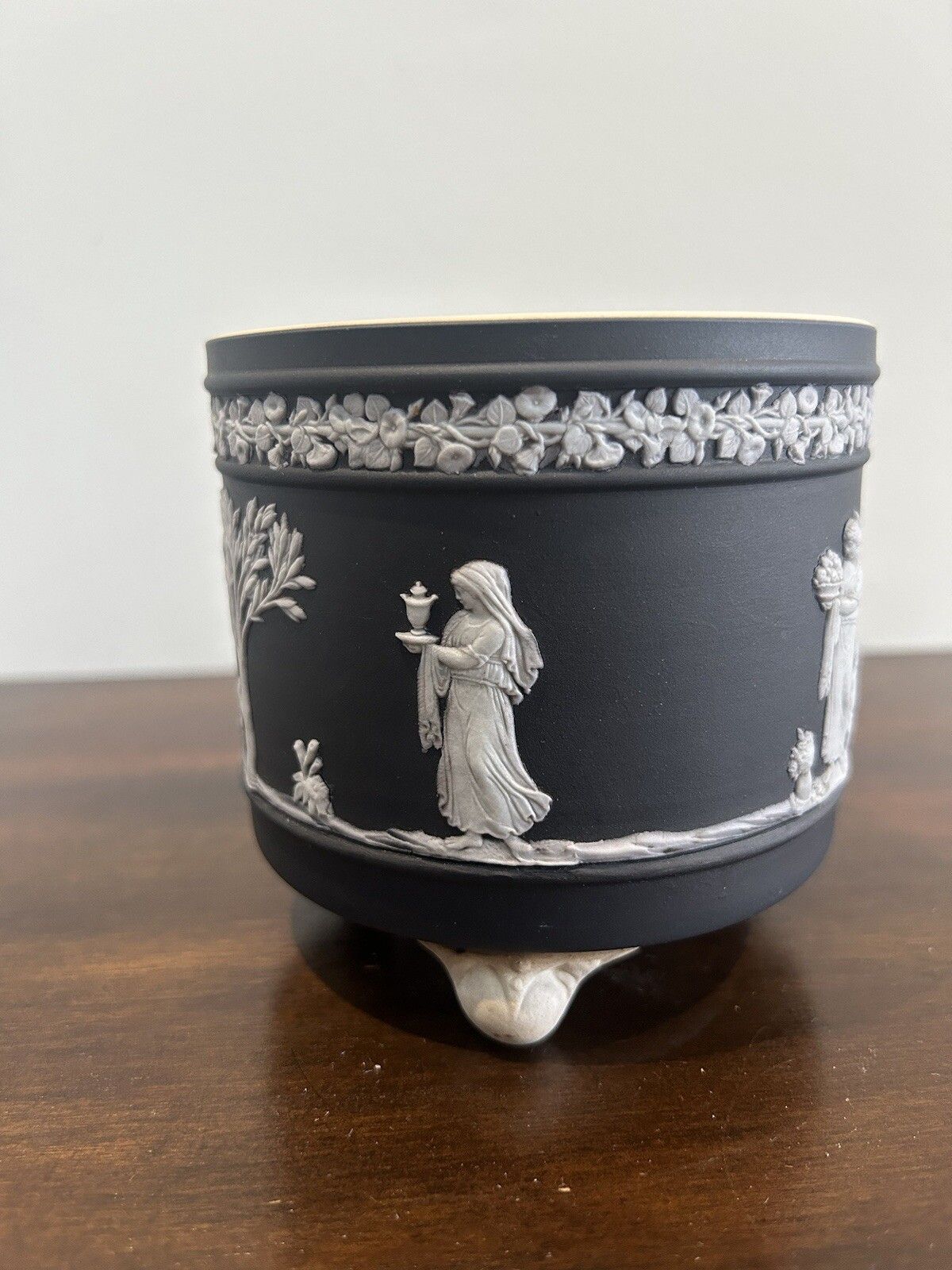 Wedgwood Jasperware Black Minatute Jardiniere Planter Planting Pot photo for sale