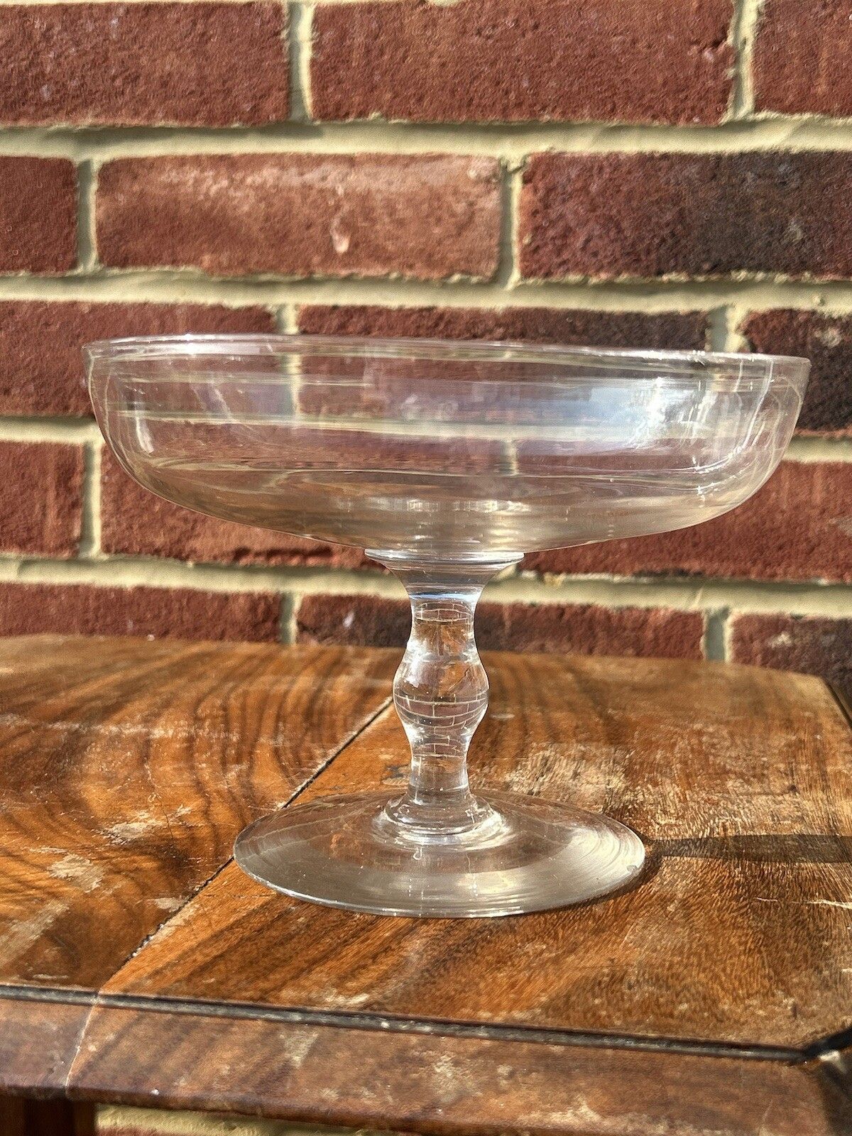 Glass Pedestal Bowl Comport Tazza Rough Pontil Georgian / Victorian Handblown photo vintage