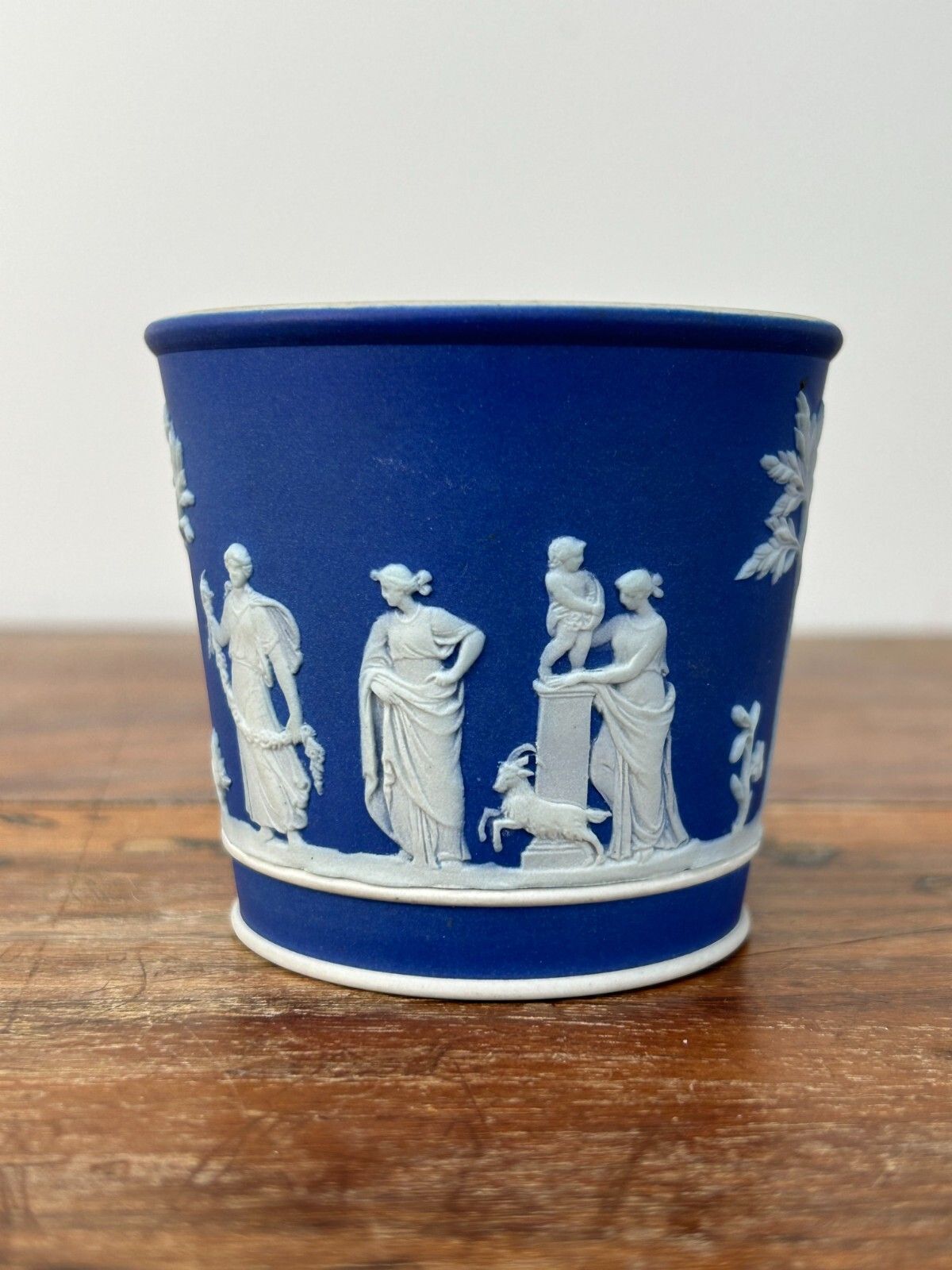Wedgwood Cobalt Blue Jasperware Cache Pot 19th Century 6.5cm photo Home Decor