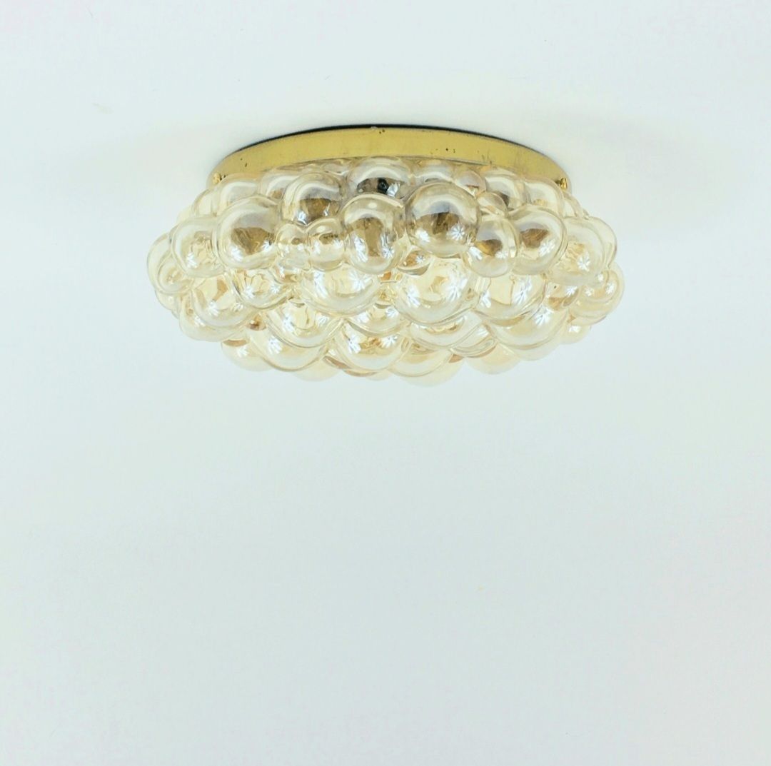 Large Mid Century Amber Bubble Glass & Brass Ceiling Light By Helena Tynell For Limburg, Germany, 1960s photo furniture
