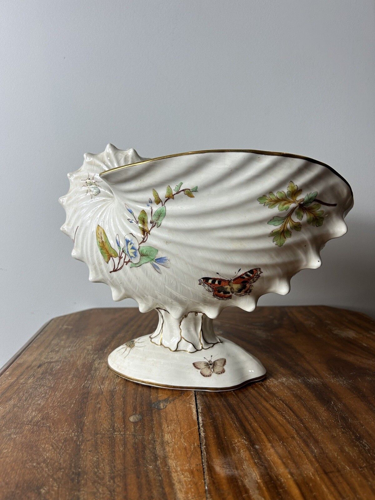 Wedgwood Nautilius Shell Tureen Centerpiece Compote Butterfly 19th C Porcelain photo vinterior