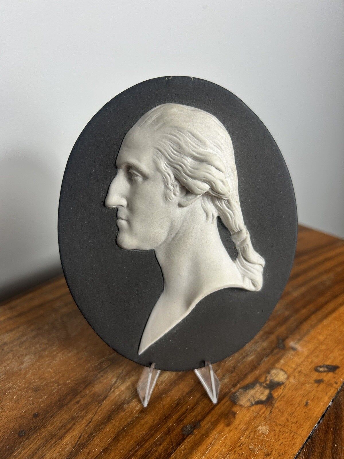 Wedgwood Jasperware Medallion George Washington Plaque Black