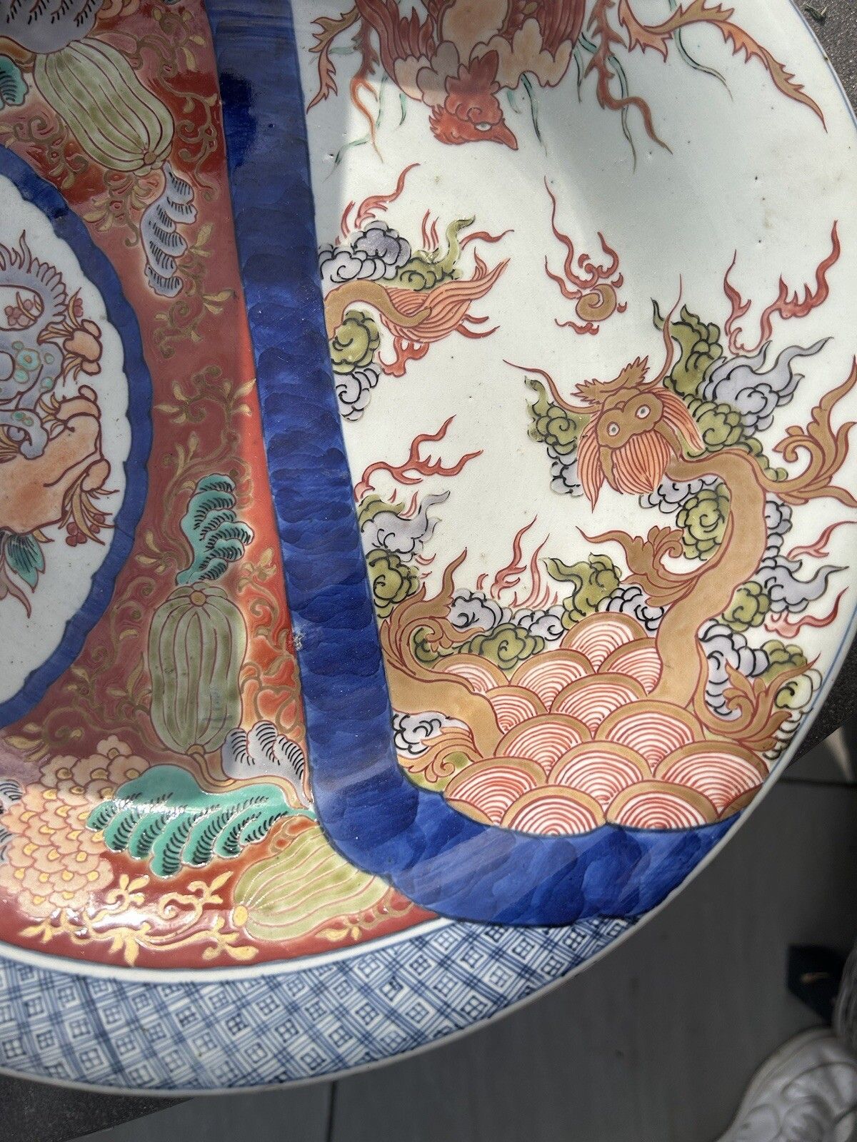 Japanese Imari Charger Shallow Bowl 37cm Japanese Porcelain Dish photo 95.0