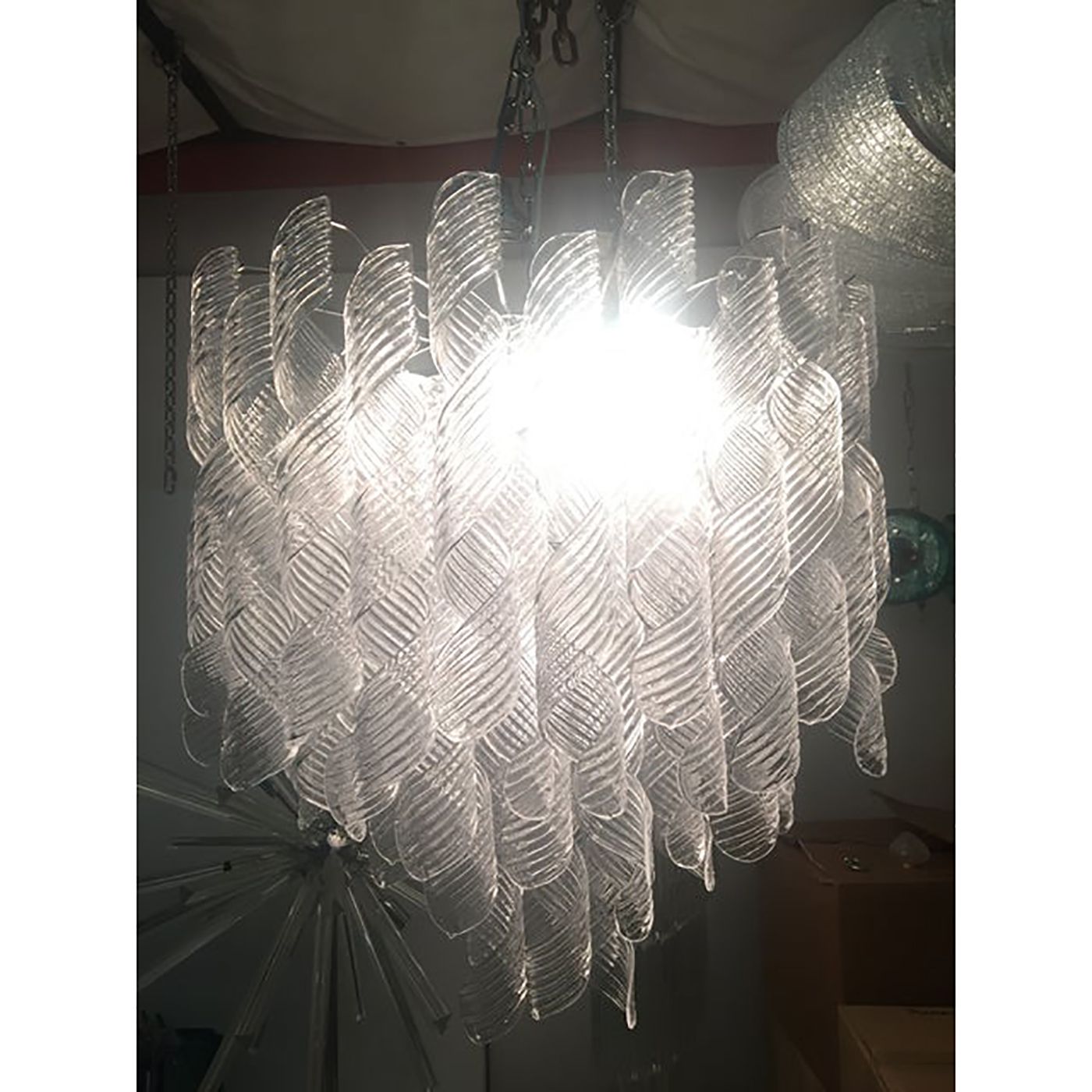 Murano Glass Sputnik Chandelier With Swirling Italian Glass photo for sale