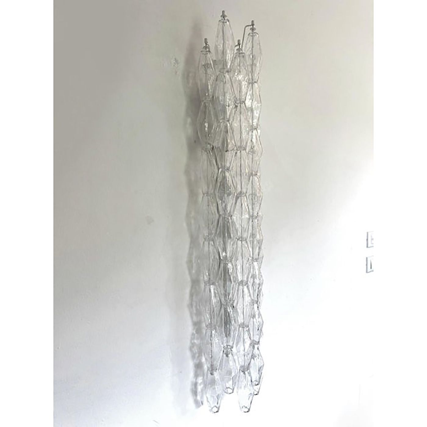 Set Of Two Contemporary Shenographic "Poliedro" Murano Glass Wall Sconces photo vintage
