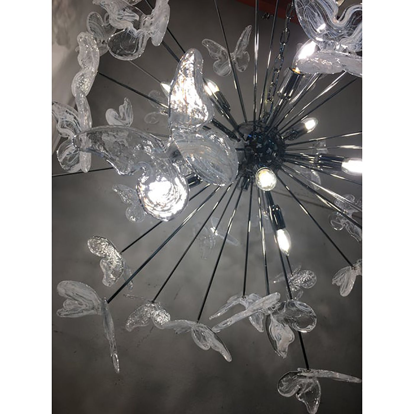Contemporary White Butterfly Murano Glass Sputnik Chandelier photo furniture