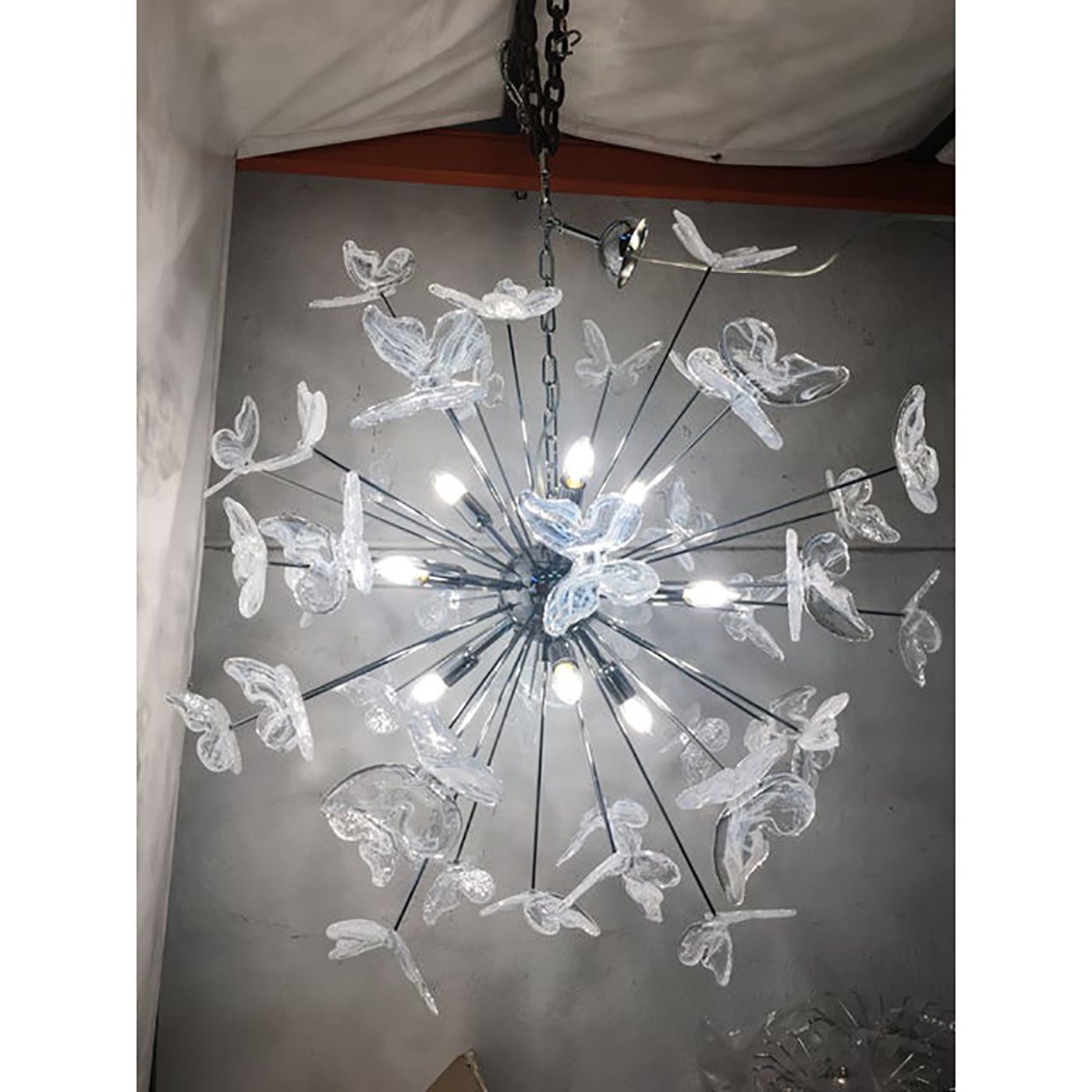 Contemporary White Butterfly Murano Glass Sputnik Chandelier photo 14800.0