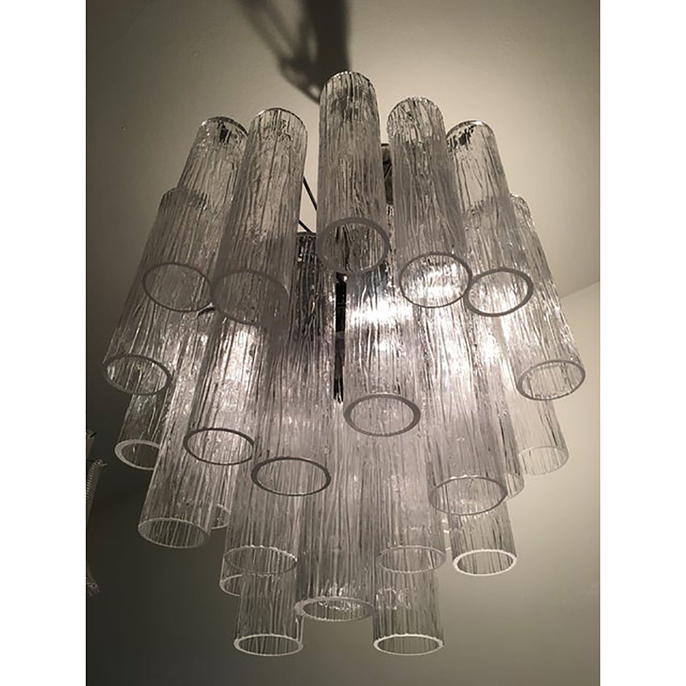 Murano Glass Sputnik Chandelier With "Corteccia" Tubes Italian Glass photo furniture