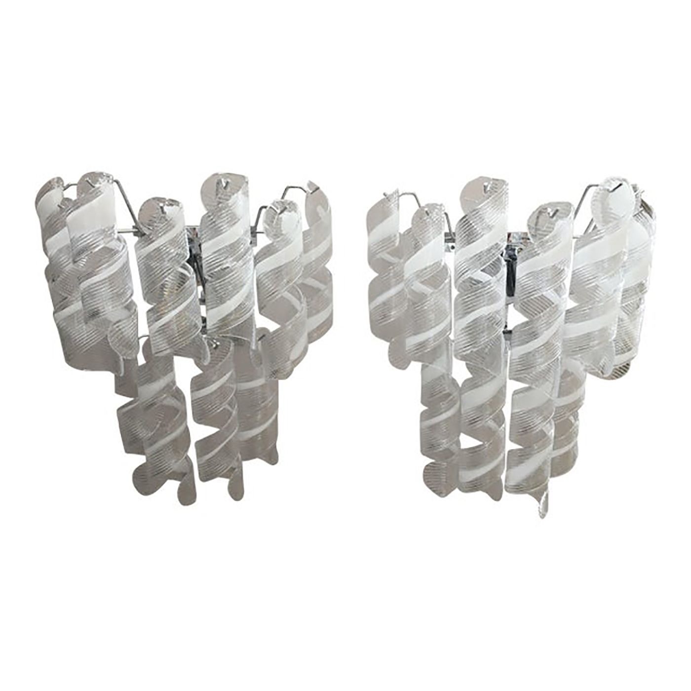Set Of 2 Wall Sconces Murano Glass Italian Swirling Wall Lights