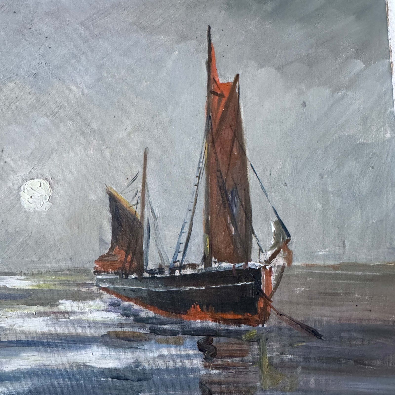 Succession 1954. Vintage Scandinavian Oil Painting. photo for sale