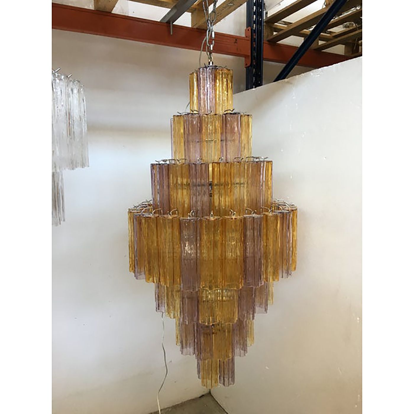 Murano Glass Amber And Violet Tronco Chandelier Venini Style photo vinterior