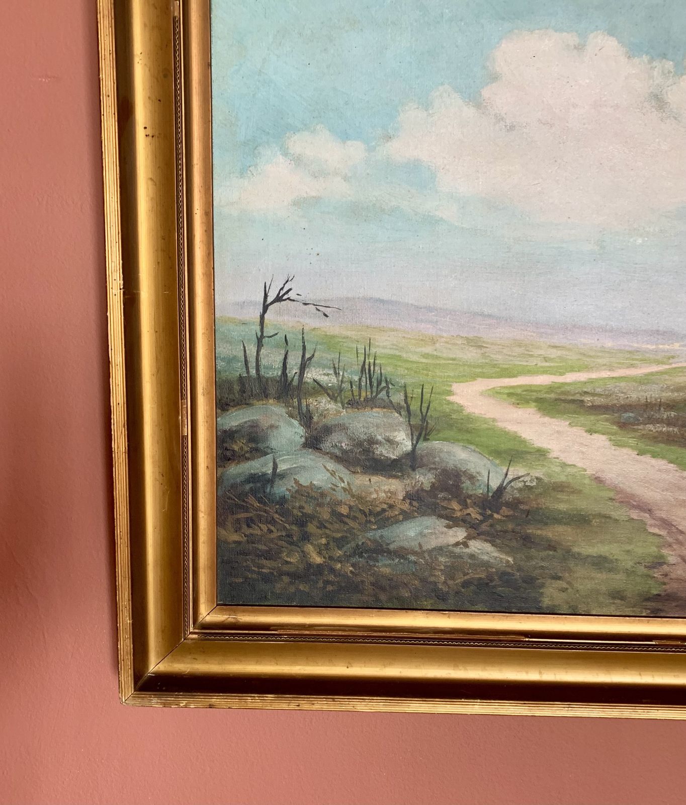 Gilt Framed Landscape Oil Painting Signed Hilda Walker 1 Of 2 photo for sale