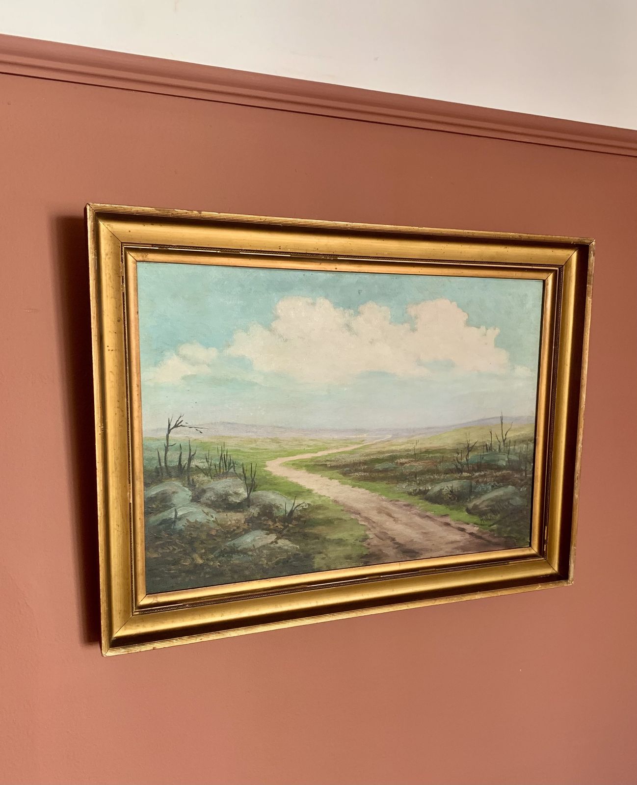 photo for sale Gilt Framed Landscape Oil Painting Signed Hilda Walker 1 Of 2