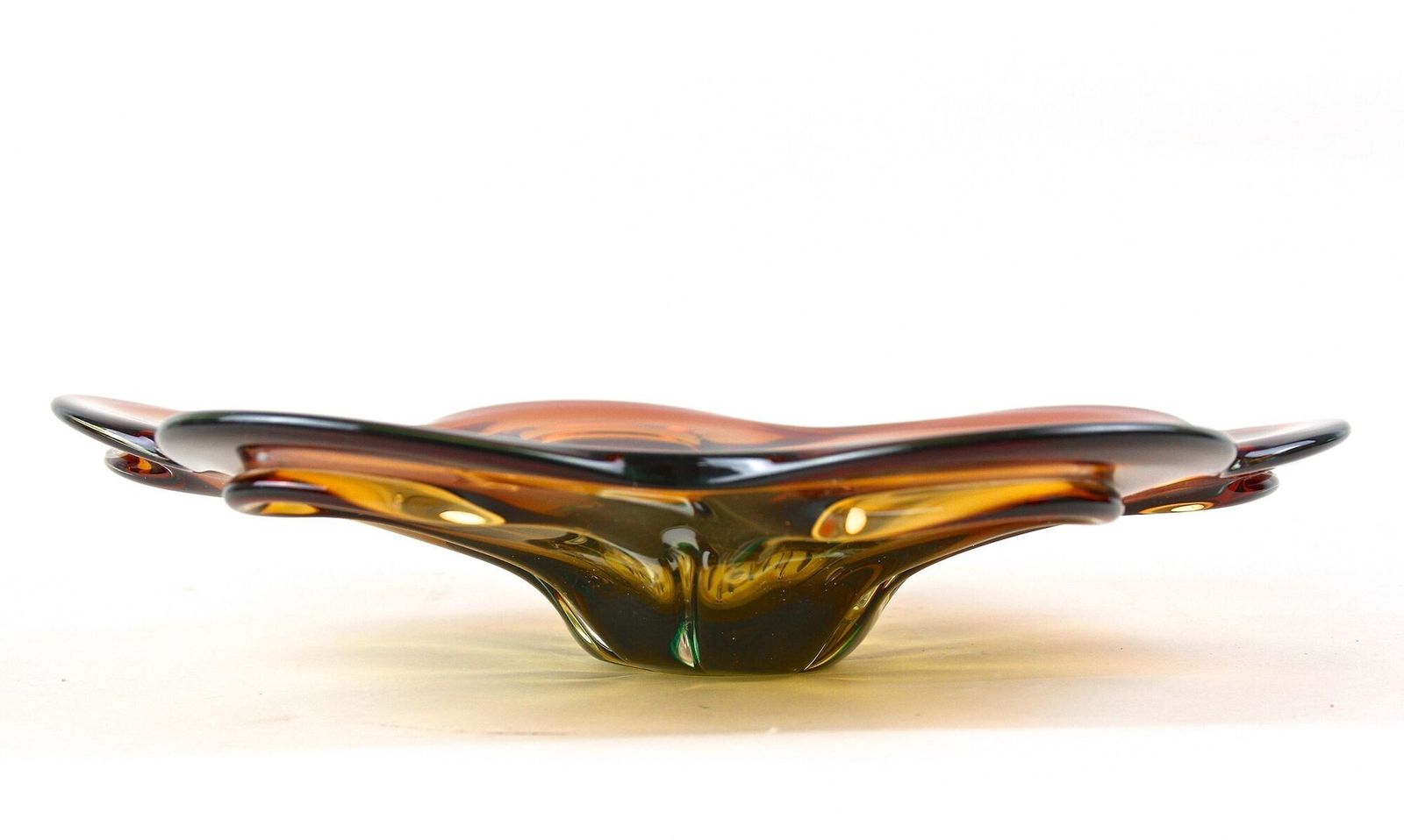 20th Century Murano Glass Centerpiece/ Bowl, Red/ Amber Colored, It Ca. 1970 photo buy