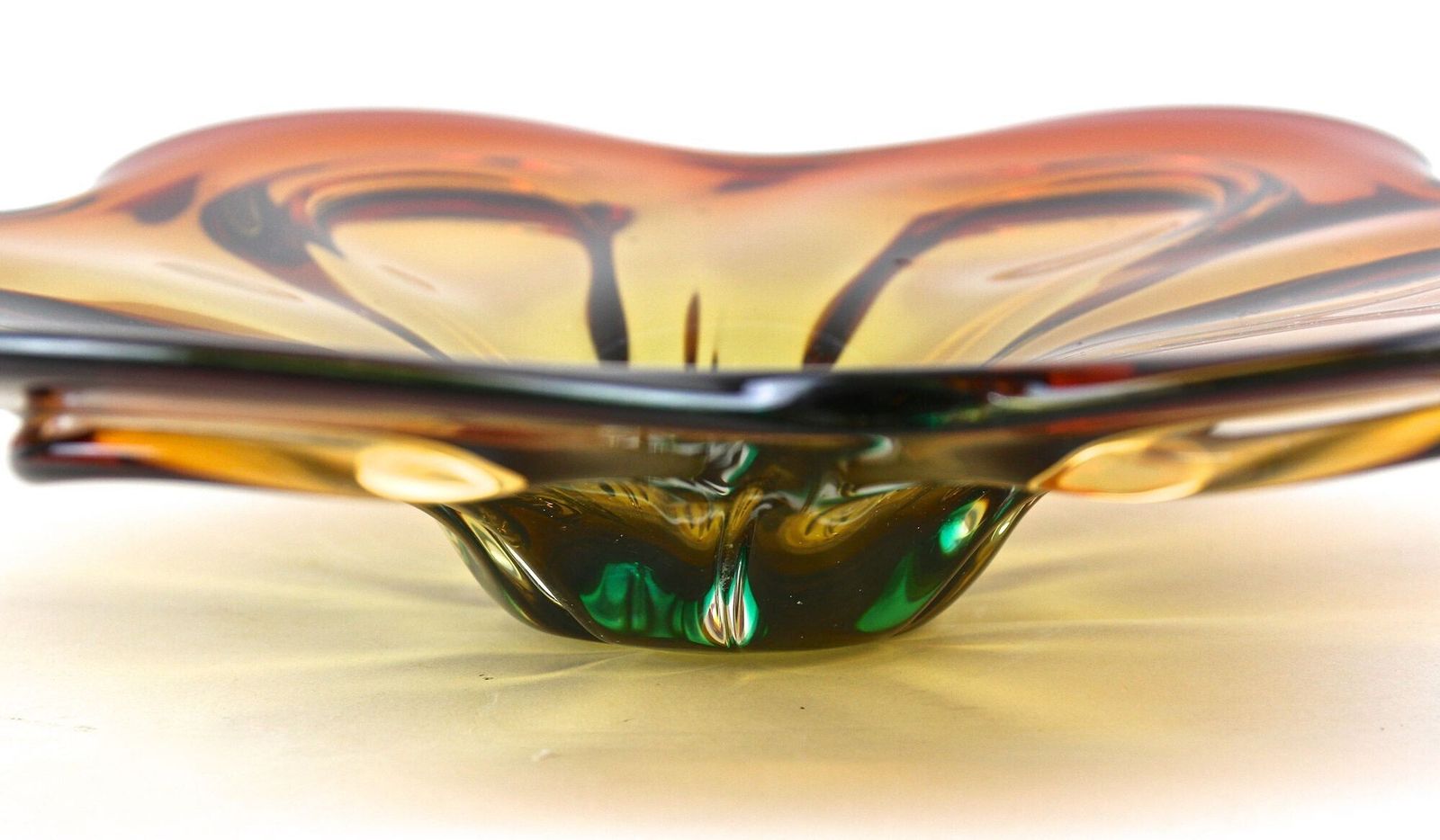 photo buy 20th Century Murano Glass Centerpiece/ Bowl, Red/ Amber Colored, It Ca. 1970