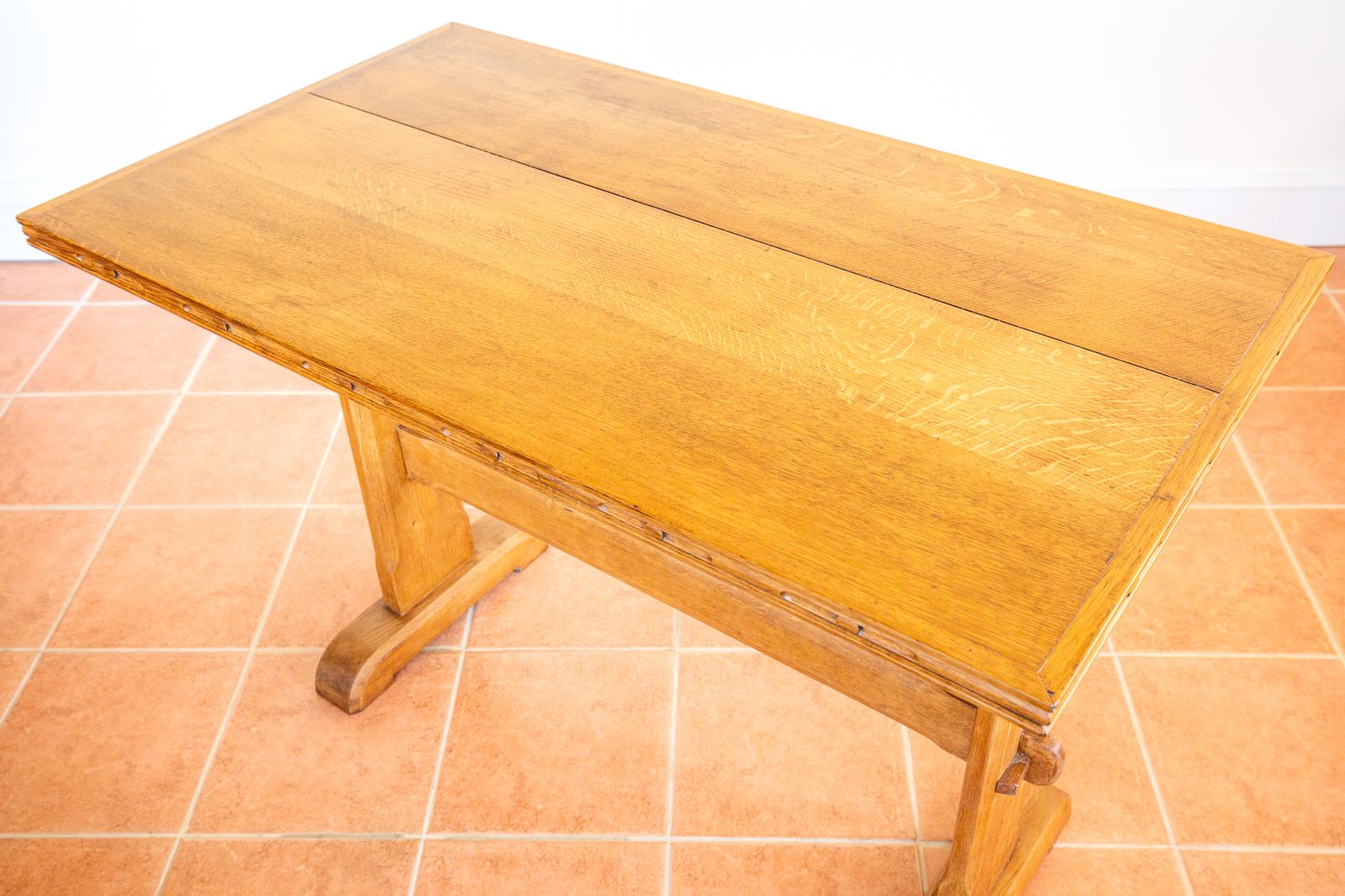 Blonde Light Oak Refectory Trestle Table Cotswold School Arts And Crafts Heals Bedroom Side Dining Tabl.E Golden Oak Rustic Farmhouse Antiqu.E photo buy