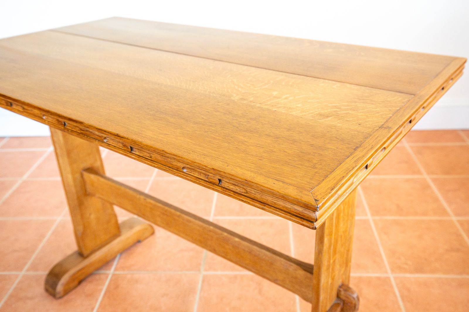 Blonde Light Oak Refectory Trestle Table Cotswold School Arts And Crafts Heals Bedroom Side Dining Tabl.E Golden Oak Rustic Farmhouse Antiqu.E photo furniture