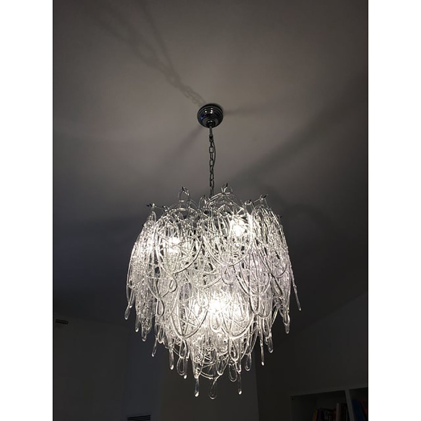 Modern Murano Glass "Ragnatela" Italian Chandelier In Venini Style photo vintage