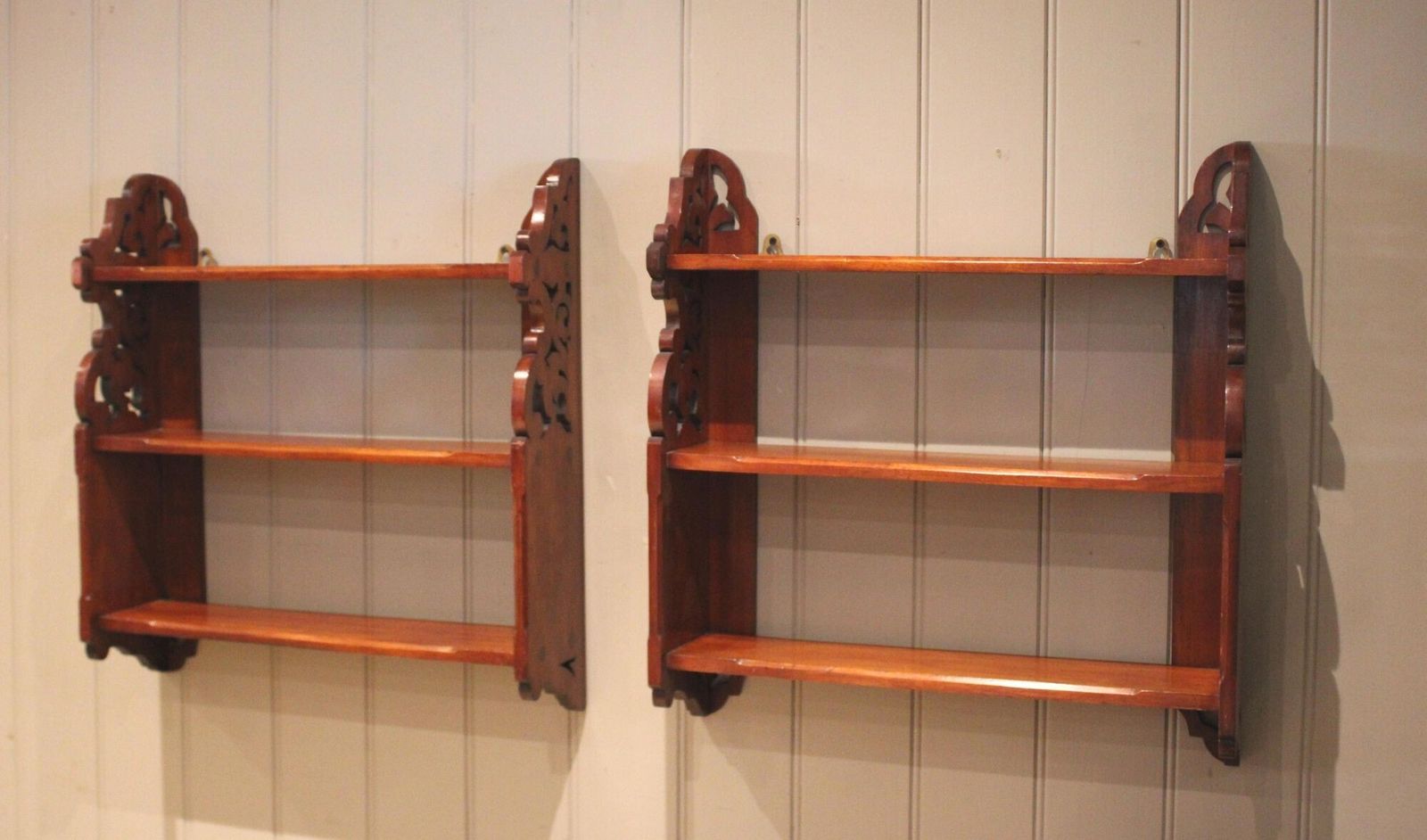 Pair Of Late 19th Century Walnut Wall Shelves photo Furniture