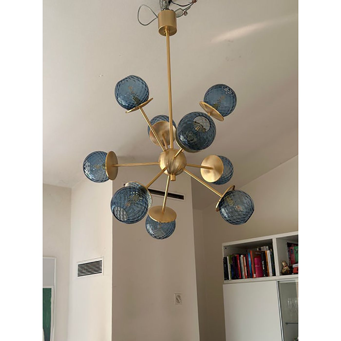 Italian Chandelier Sputnik In Murano Style Glass Blue "Balloton" photo vintage