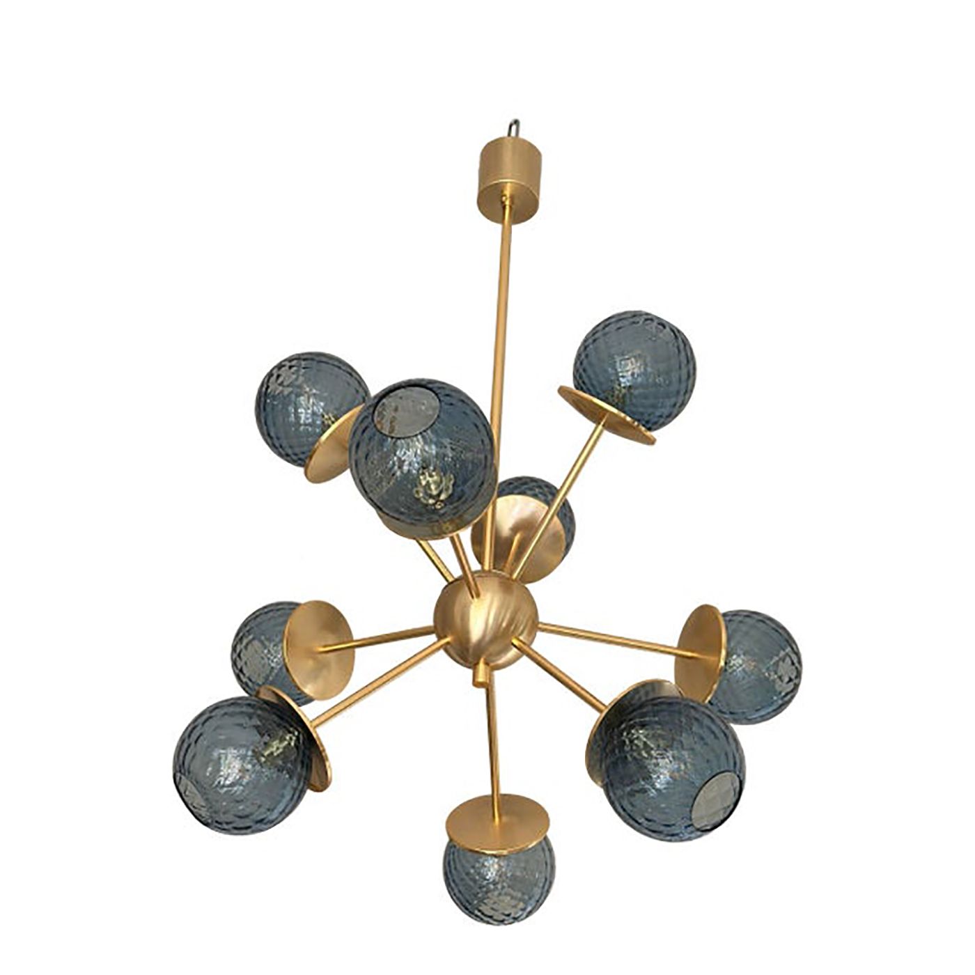Italian Chandelier Sputnik In Murano Style Glass Blue "Balloton"