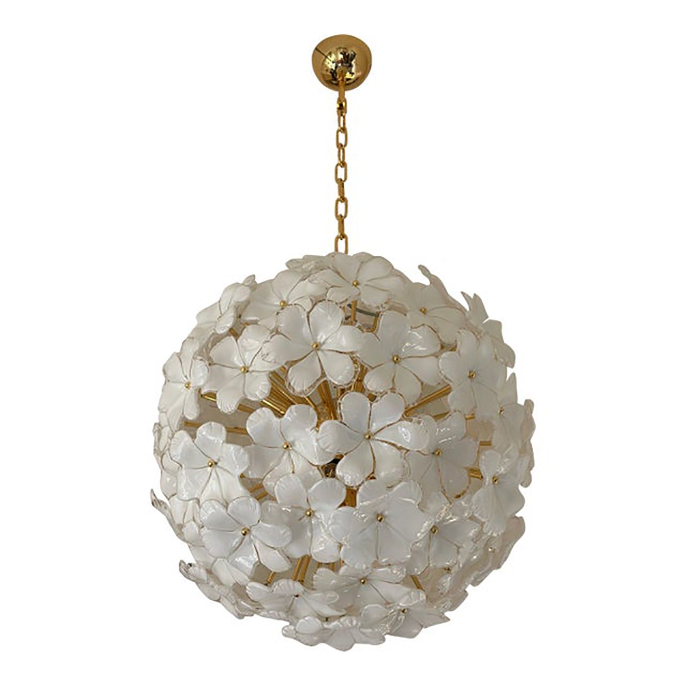 Italian White Flowers Murano Style Glass Sputnik Chandelier photo buy