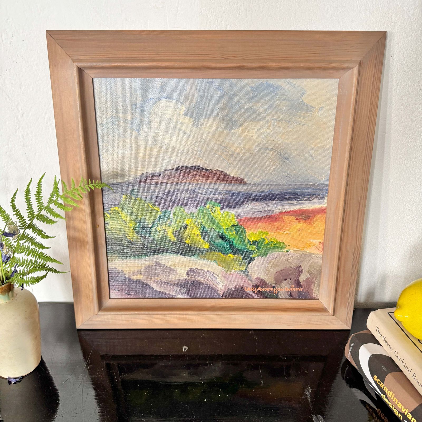 Archipelago Island, By Lars Andersson Bjönni. Vintage Swedish Oil Painting. photo furniture