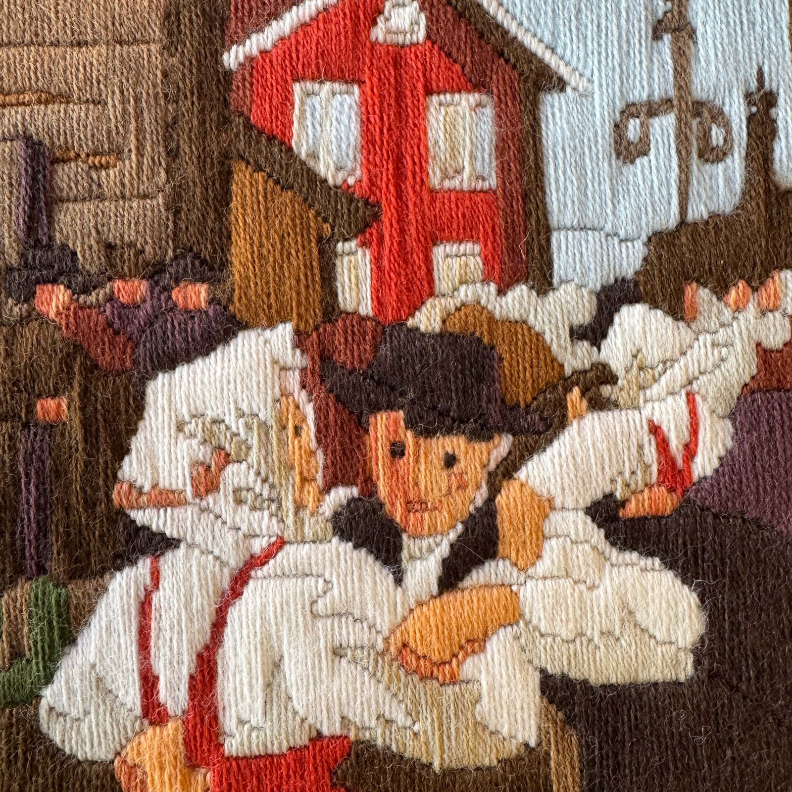Large Vintage Swedish Embroidered Tapestry Wall Decor. Midsummer photo furniture