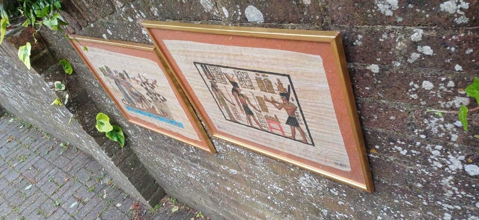 photo furniture Professionally Framed Pair Of Original Vintage Papyrus In Matching Glazed Frames   52cm X 43cm