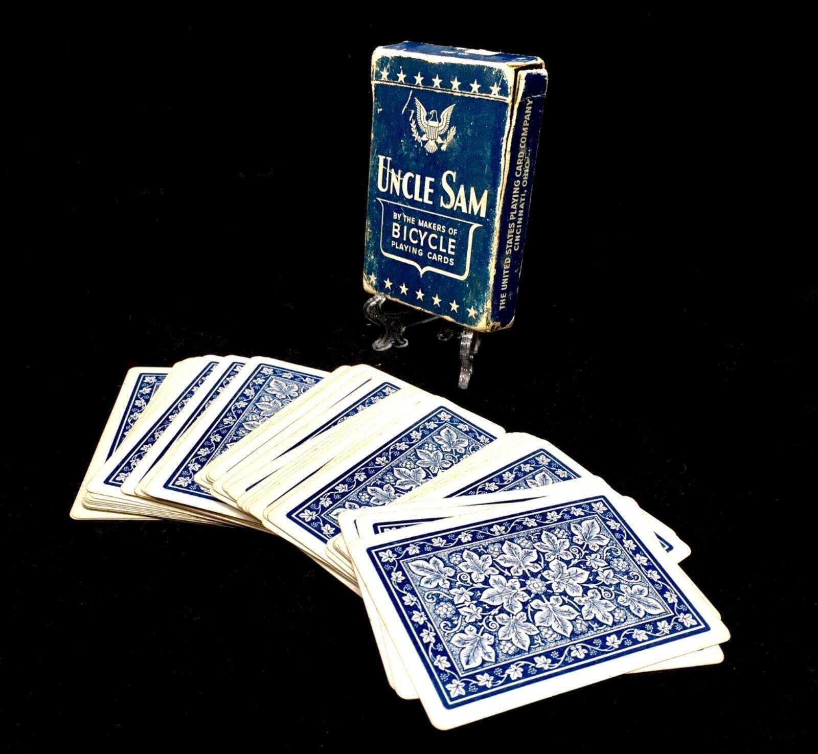 Antique Boxed Set Of Uncle Sam Playing Card Deck / Playing Cards Game C.1942 photo 65.0