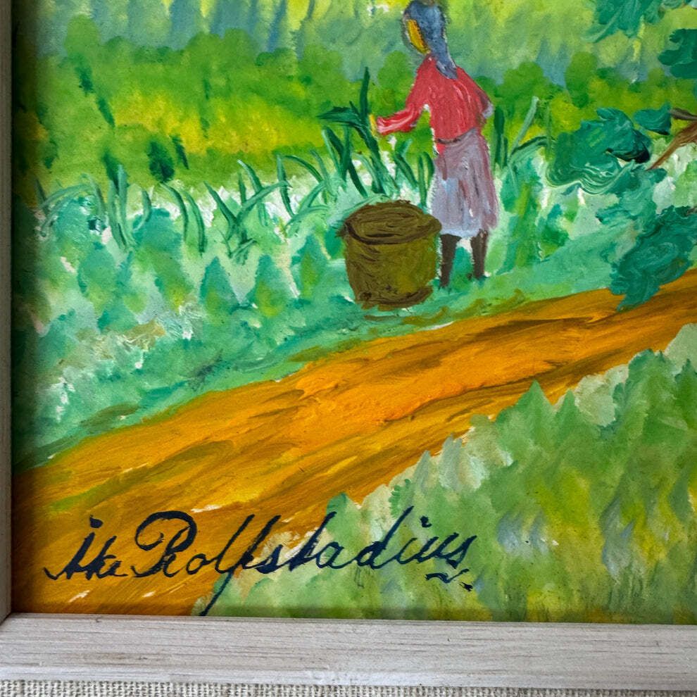 Child Of The Countryside. Vintage Swedish Oil Painting. photo Art