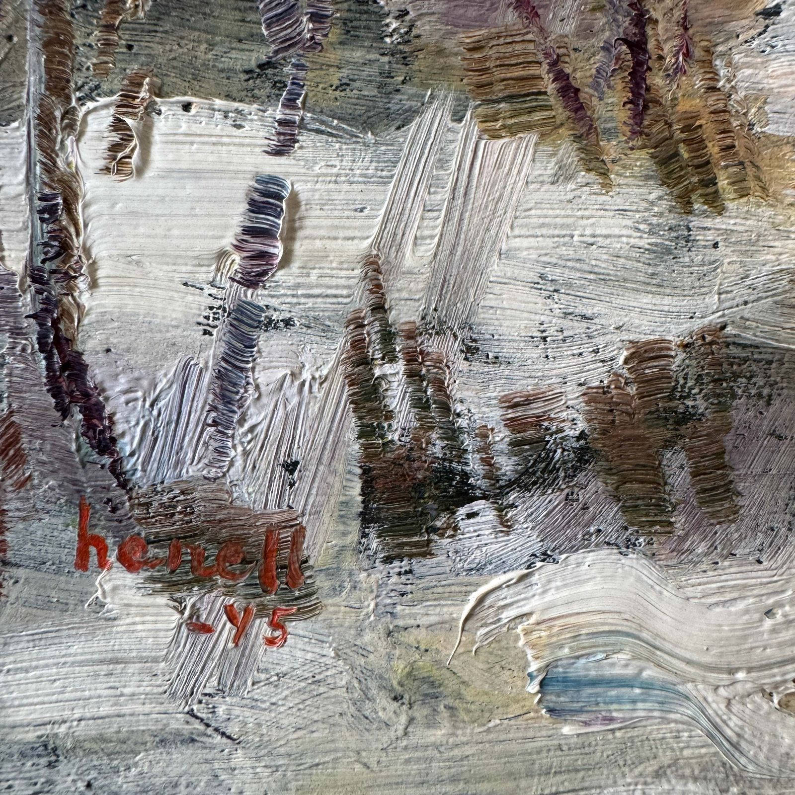 Frozen Marchland 1945. Vintage Swedish Oil Painting. photo for sale