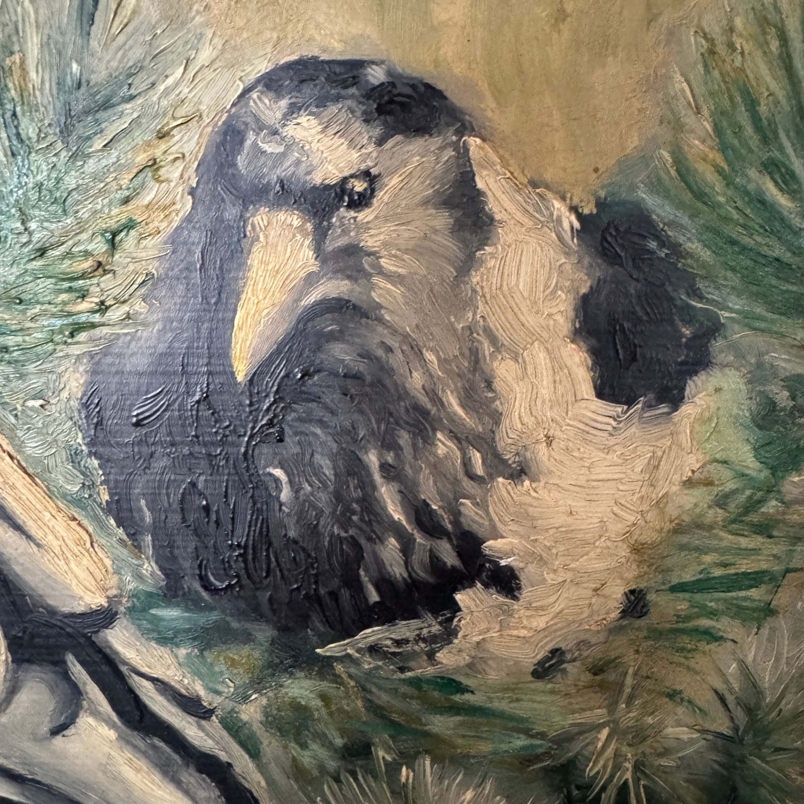 Magpie Rhyme. Vintage Swedish Oil Painting. photo Art