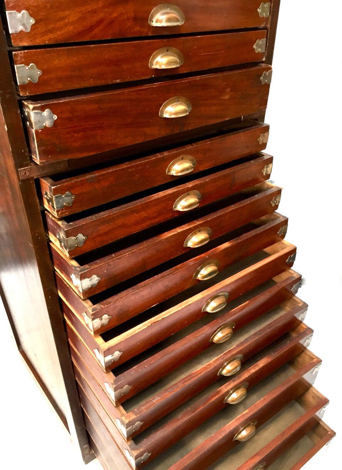 Antique Very Large Wooden Museum Collectors Specimen Cabinet / Chest Of Drawers photo vintage