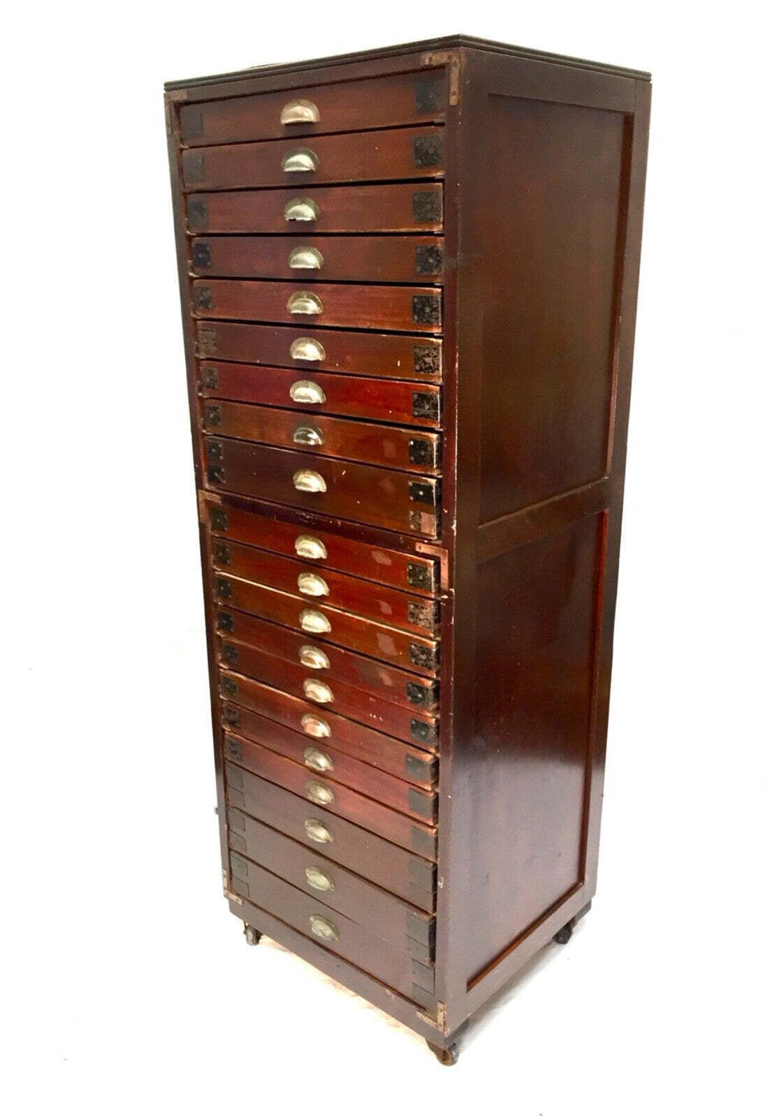 photo for sale Antique Very Large Wooden Museum Collectors Specimen Cabinet / Chest Of Drawers