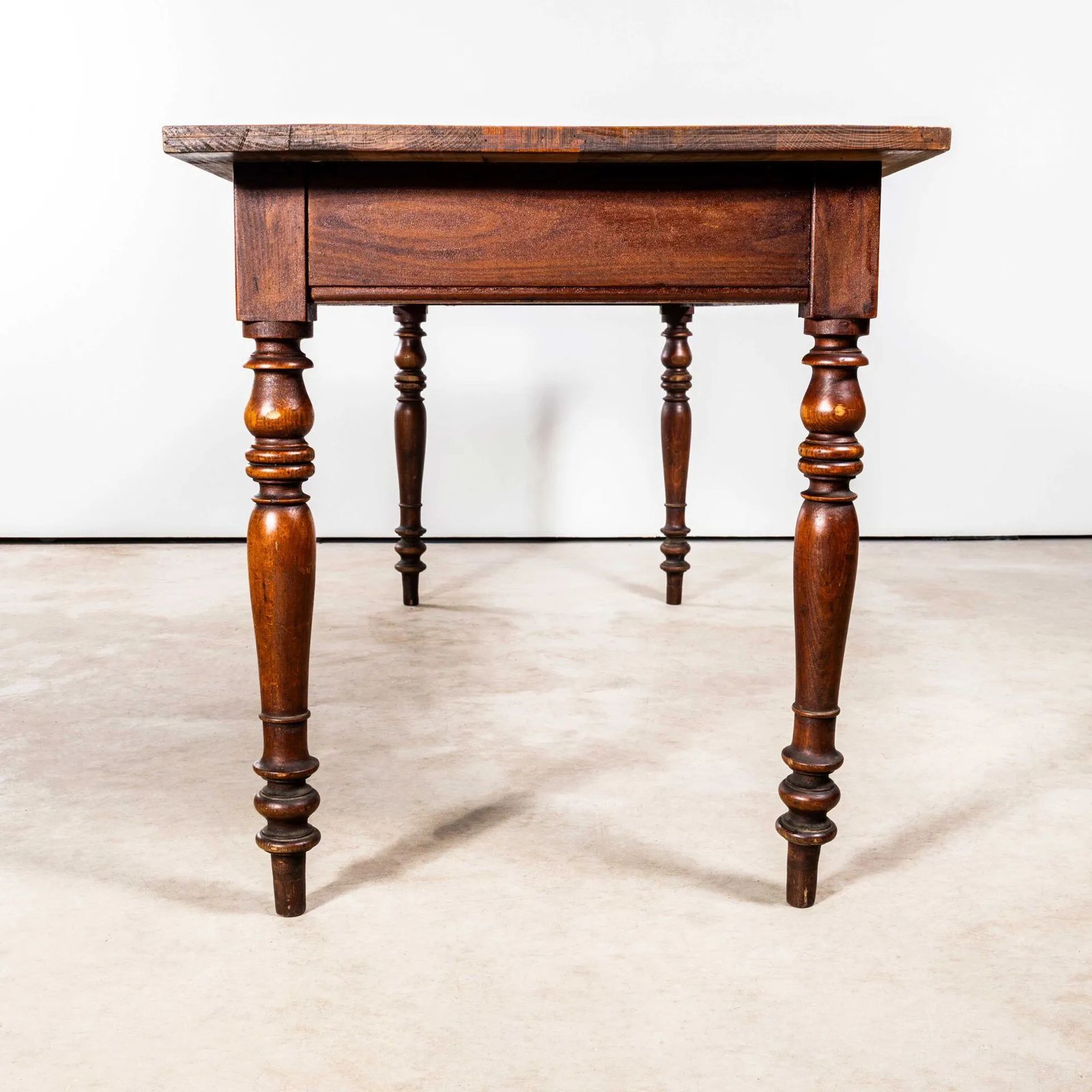 1940’s French Bobbin Leg Mid Oak Fruitwood Kitchen Dining Table photo 1638.0