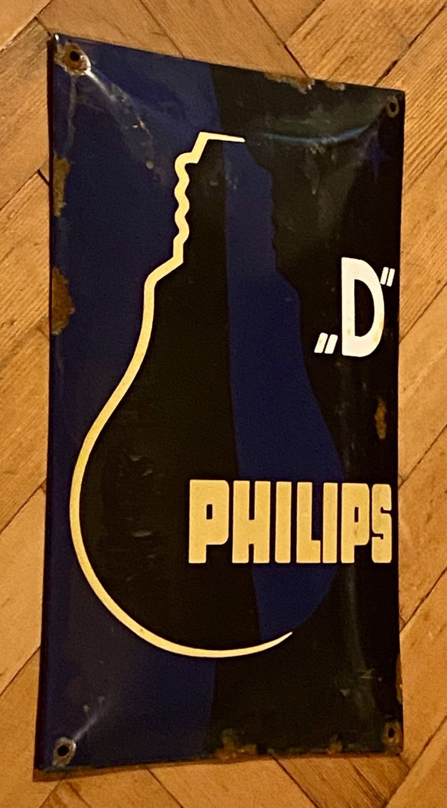 Philips Bulbs Enamel Metal Old Advertising Sign Lamp Antique Shop Trade Electrician Lighting Light D Bulb Tube Filament Led