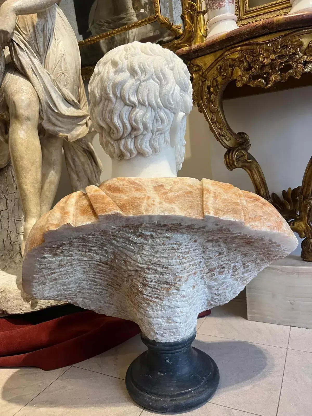Bust Of Marcus Aurelus In Marble In Marble And Onyx, 20th Century photo Art